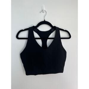 Spanx Core Sports Bra Women Large‎ Black V Neck Racerback Activewear Top